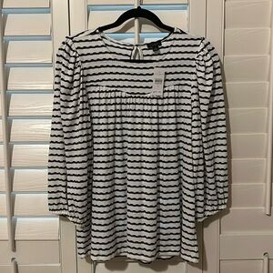 NEW Ann Taylor Striped White and Black Work Shirt - Super Soft